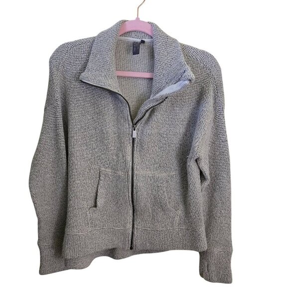 Sweaty Betty Restful Boucle Zip Through Jacket Mock Neck Pockets Charcoal Size M - Picture 2 of 12